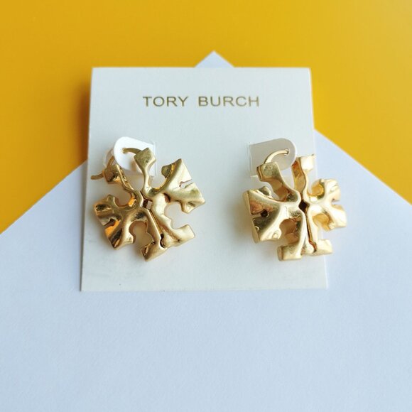 Roxanne Gold Oversized Hidden Hinge Earrings by Tory Burch - Picture 1 of 3